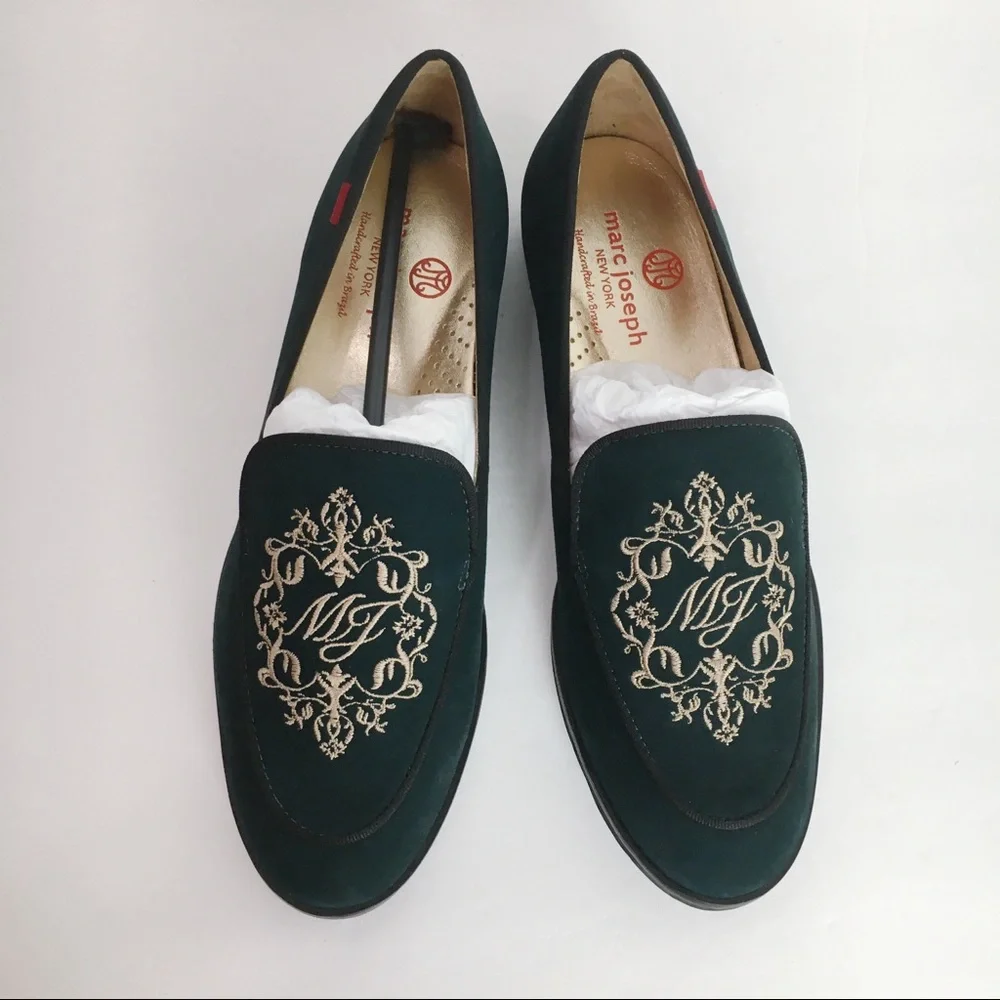 Marc‎ Joseph Womens Size 6 Emerald Green Nubuck Leather Slip On Loafers Shoes
